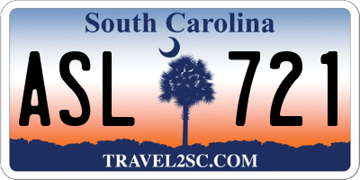 SC license plate ASL721
