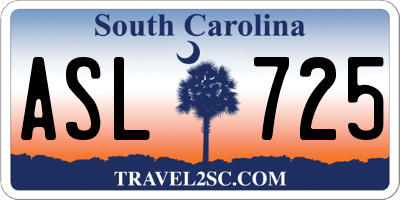 SC license plate ASL725