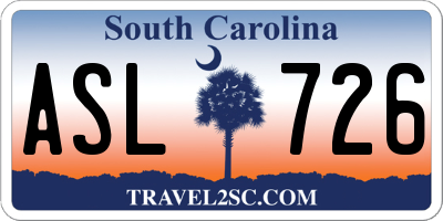 SC license plate ASL726