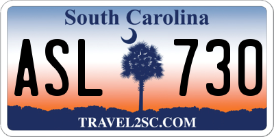 SC license plate ASL730