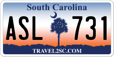 SC license plate ASL731