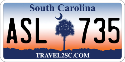 SC license plate ASL735