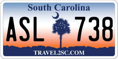 SC license plate ASL738