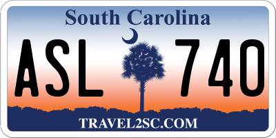 SC license plate ASL740