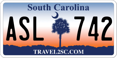 SC license plate ASL742