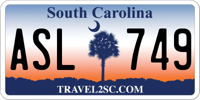 SC license plate ASL749