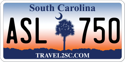 SC license plate ASL750