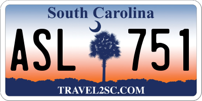 SC license plate ASL751
