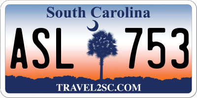 SC license plate ASL753