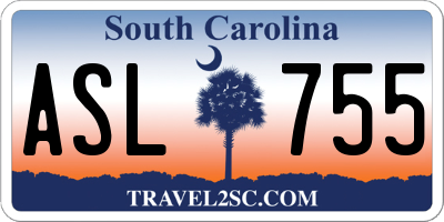 SC license plate ASL755
