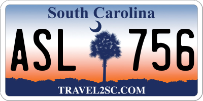 SC license plate ASL756