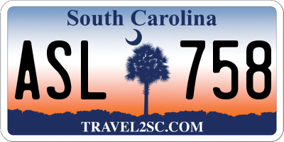SC license plate ASL758