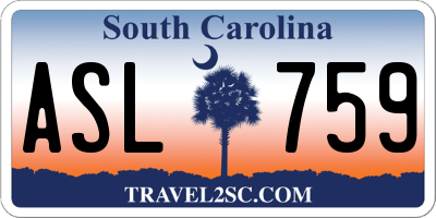 SC license plate ASL759