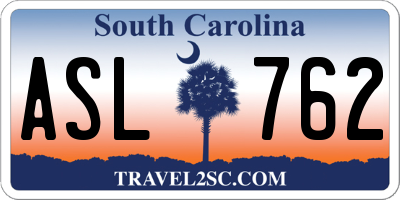 SC license plate ASL762