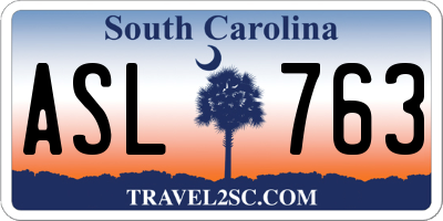 SC license plate ASL763