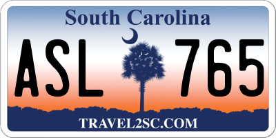SC license plate ASL765