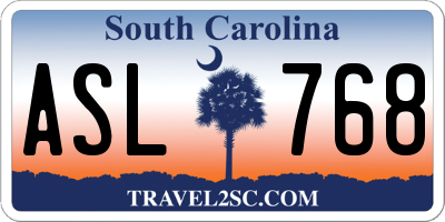 SC license plate ASL768