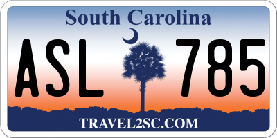 SC license plate ASL785