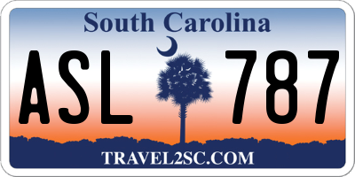SC license plate ASL787