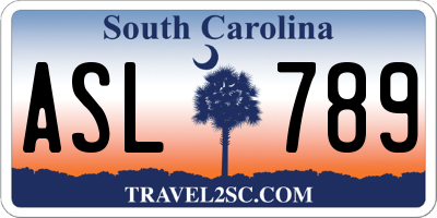 SC license plate ASL789
