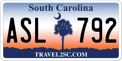 SC license plate ASL792