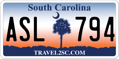 SC license plate ASL794