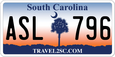 SC license plate ASL796