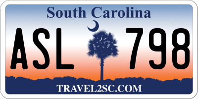 SC license plate ASL798