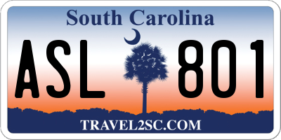 SC license plate ASL801
