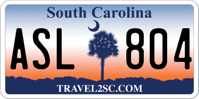 SC license plate ASL804