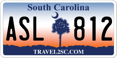 SC license plate ASL812