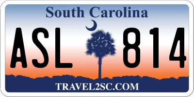 SC license plate ASL814