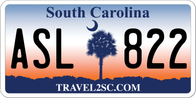 SC license plate ASL822