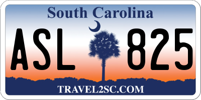 SC license plate ASL825