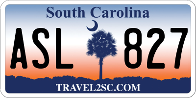 SC license plate ASL827