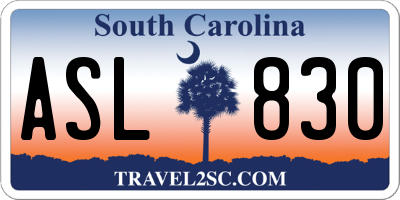 SC license plate ASL830
