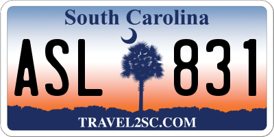 SC license plate ASL831