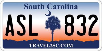 SC license plate ASL832