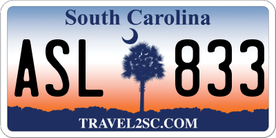 SC license plate ASL833