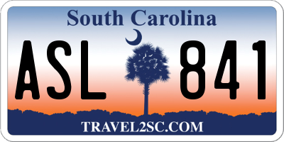 SC license plate ASL841