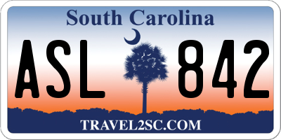 SC license plate ASL842