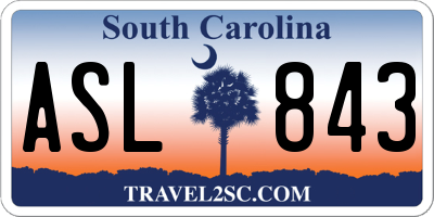 SC license plate ASL843