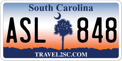 SC license plate ASL848