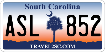 SC license plate ASL852