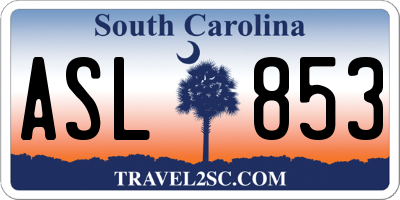 SC license plate ASL853