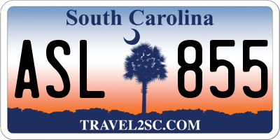 SC license plate ASL855