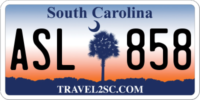SC license plate ASL858