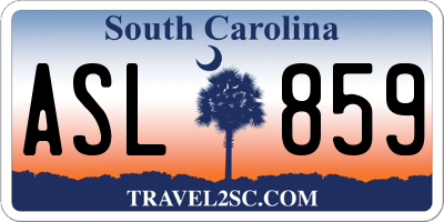 SC license plate ASL859