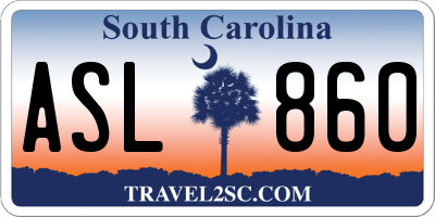 SC license plate ASL860