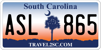 SC license plate ASL865